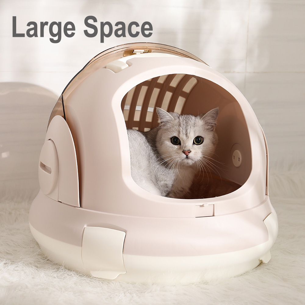 Wholesale Hoopet Double Use Plastic Sliding Cover Space Capsule Pet Dog Cat Carrier Cage Box With Toilet