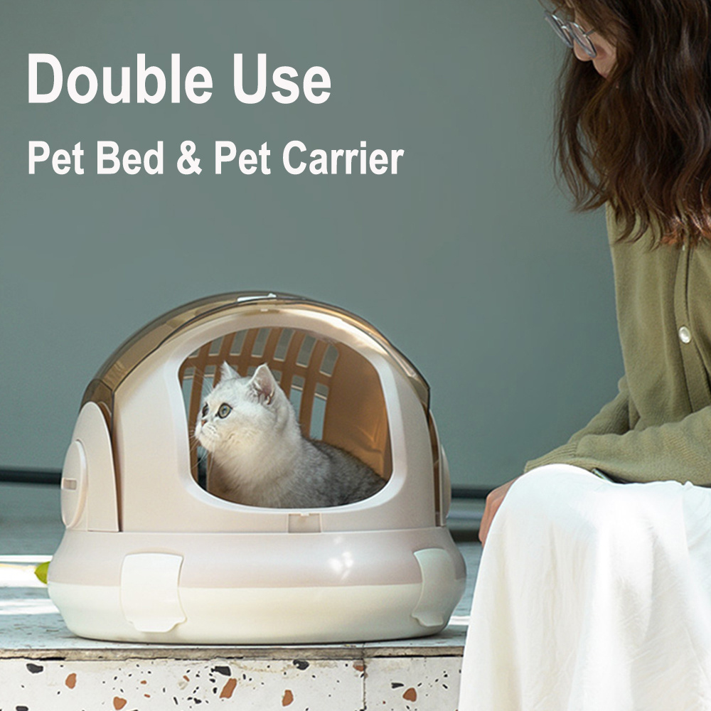 Wholesale Hoopet Double Use Plastic Sliding Cover Space Capsule Pet Dog Cat Carrier Cage Box With Toilet