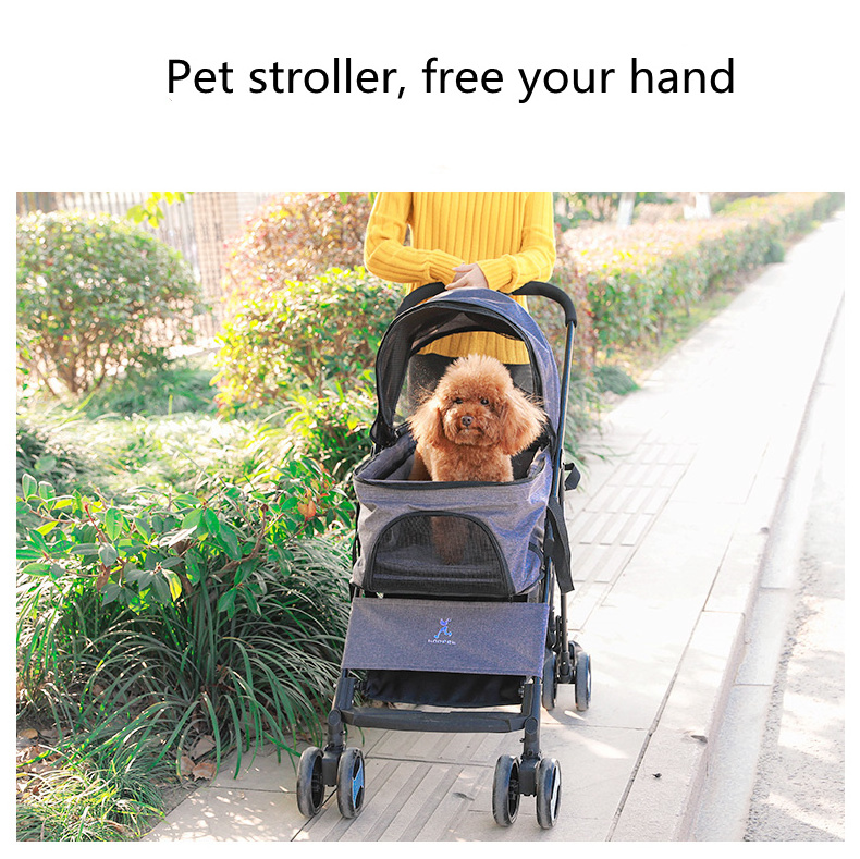 Hoopet Multi-Purpose Sturdier Luxury Pet Dog Cat Cart Stroller Single Hand Folding