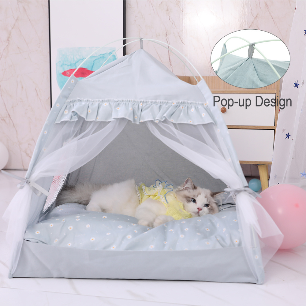 2021 New Hoopet Daisy Princess Lace Pet Dog Cat Bed Teepee Tent House