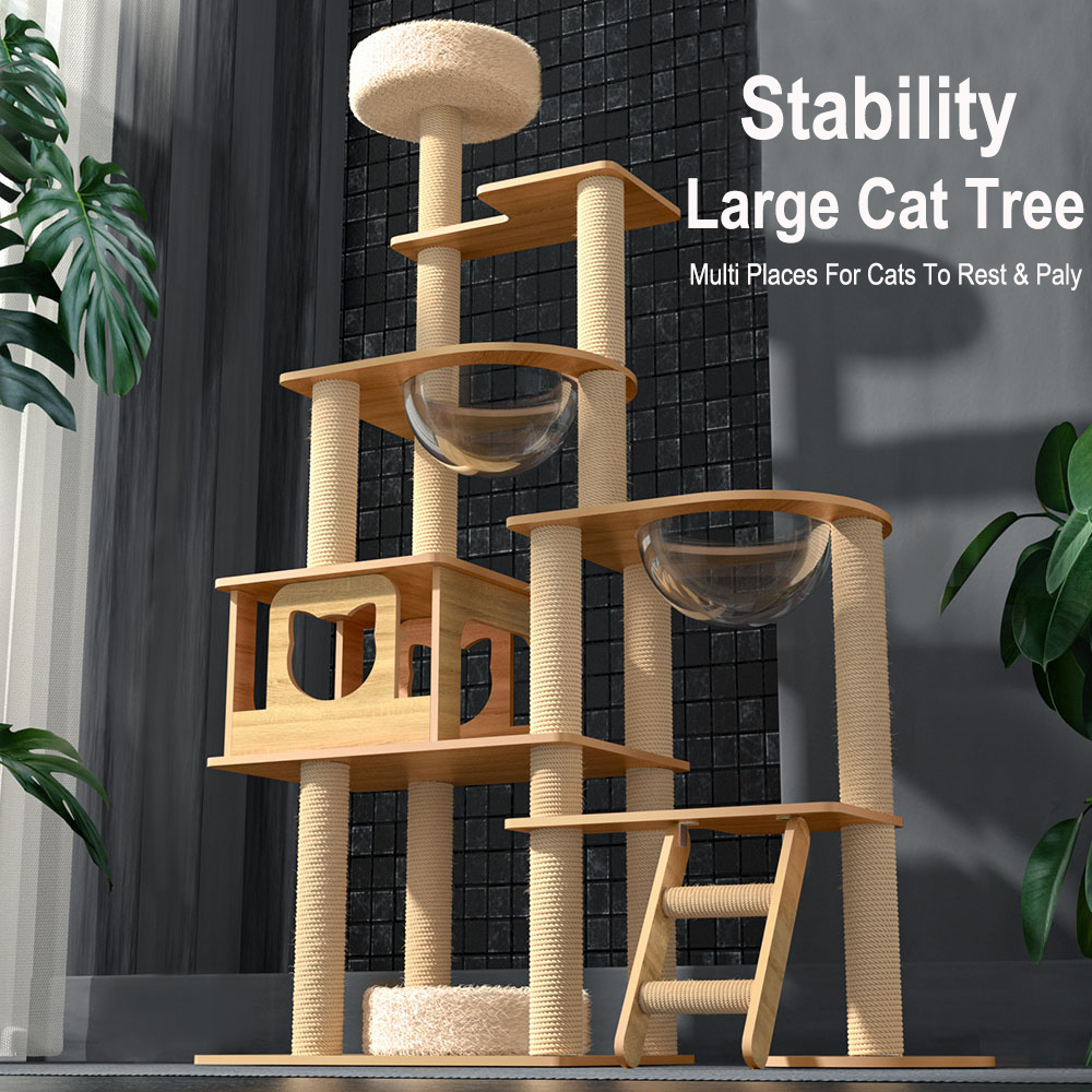 2022 Factory Top Seller Hoopet High Quality Indoor Large Wood Cat Tree House Furniture With Rest Hammock