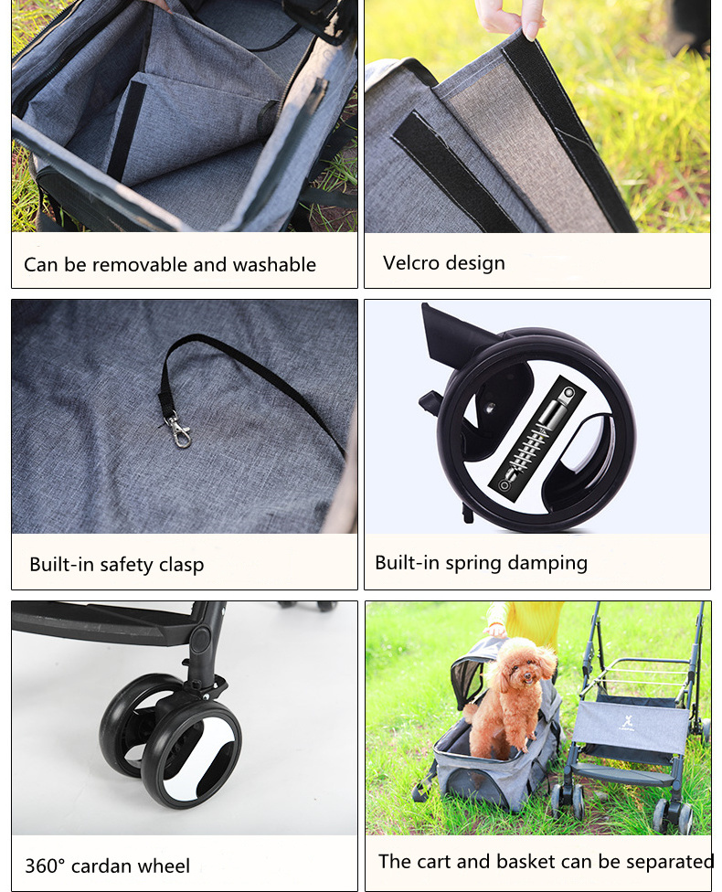 Hoopet Multi-Purpose Sturdier Luxury Pet Dog Cat Cart Stroller Single Hand Folding