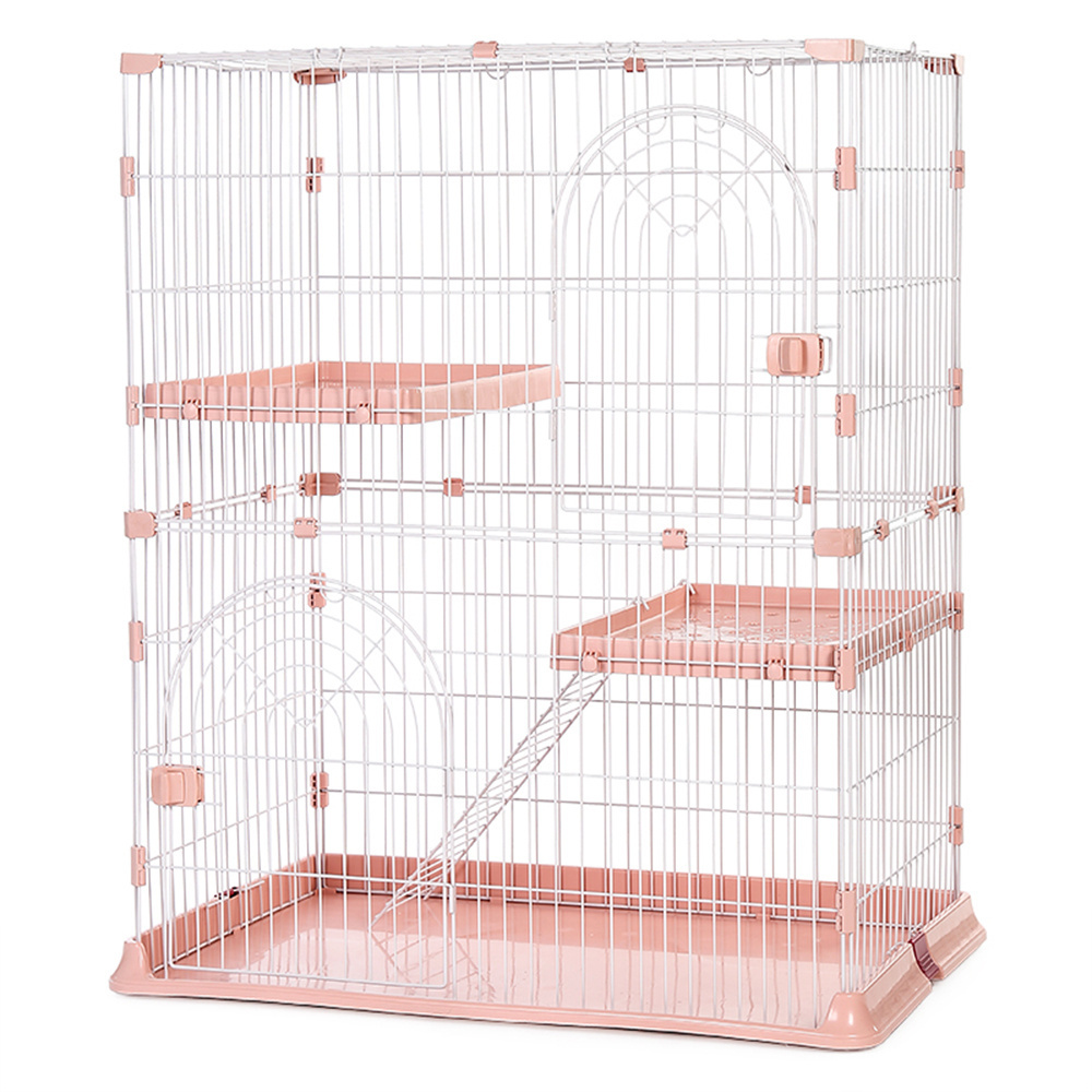 Factory Direct Hoopet Foldable Pink 2 Layers Multilateral Climbing Cat Crate Crib Bed Cage