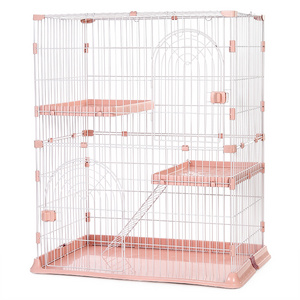 Factory Direct Hoopet Foldable Pink 2 Layers Multilateral Climbing Cat Crate Crib Bed Cage