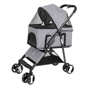 Hoopet Multi-Purpose Sturdier Luxury Pet Dog Cat Cart Stroller Single Hand Folding