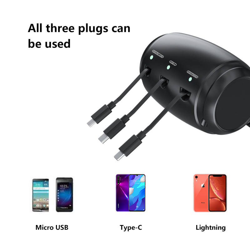 Wholesale 3 in 1 Mobile Phone Car Charger Headrest Backseat Fast Charging Cell Phone Charger