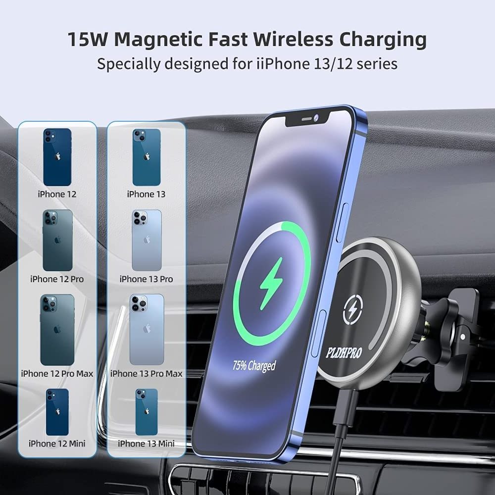 Fast Charging wireless car charger magnetic smart sensor mobile phone holder for car dashboard air vent