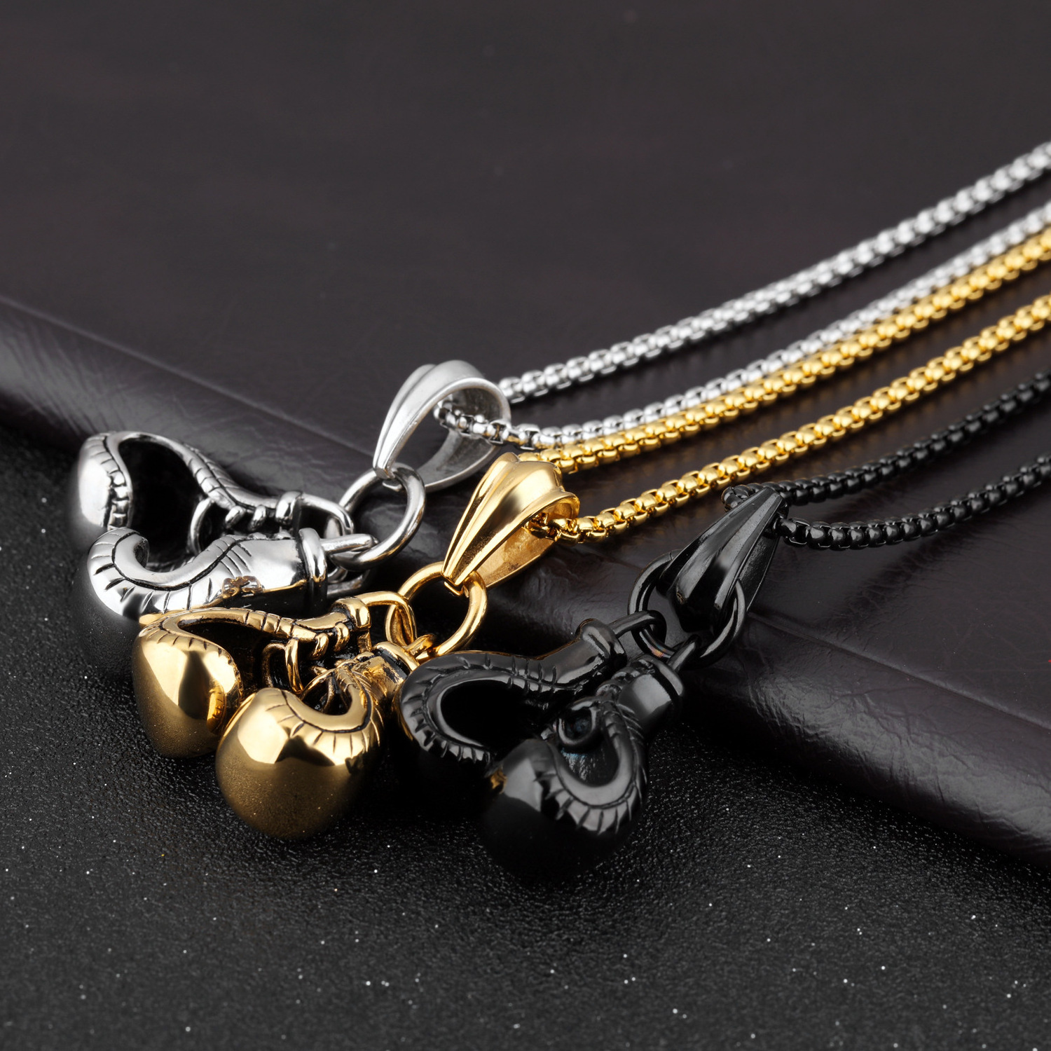 Boxing Glove Necklace Gold Punk Jewelry Necklace hip hop Box Chain Boxing Gloves Necklace for Men Women