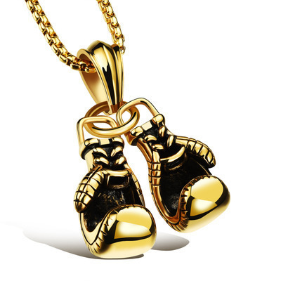 Boxing Glove Necklace Gold Punk Jewelry Necklace hip hop Box Chain Boxing Gloves Necklace for Men Women