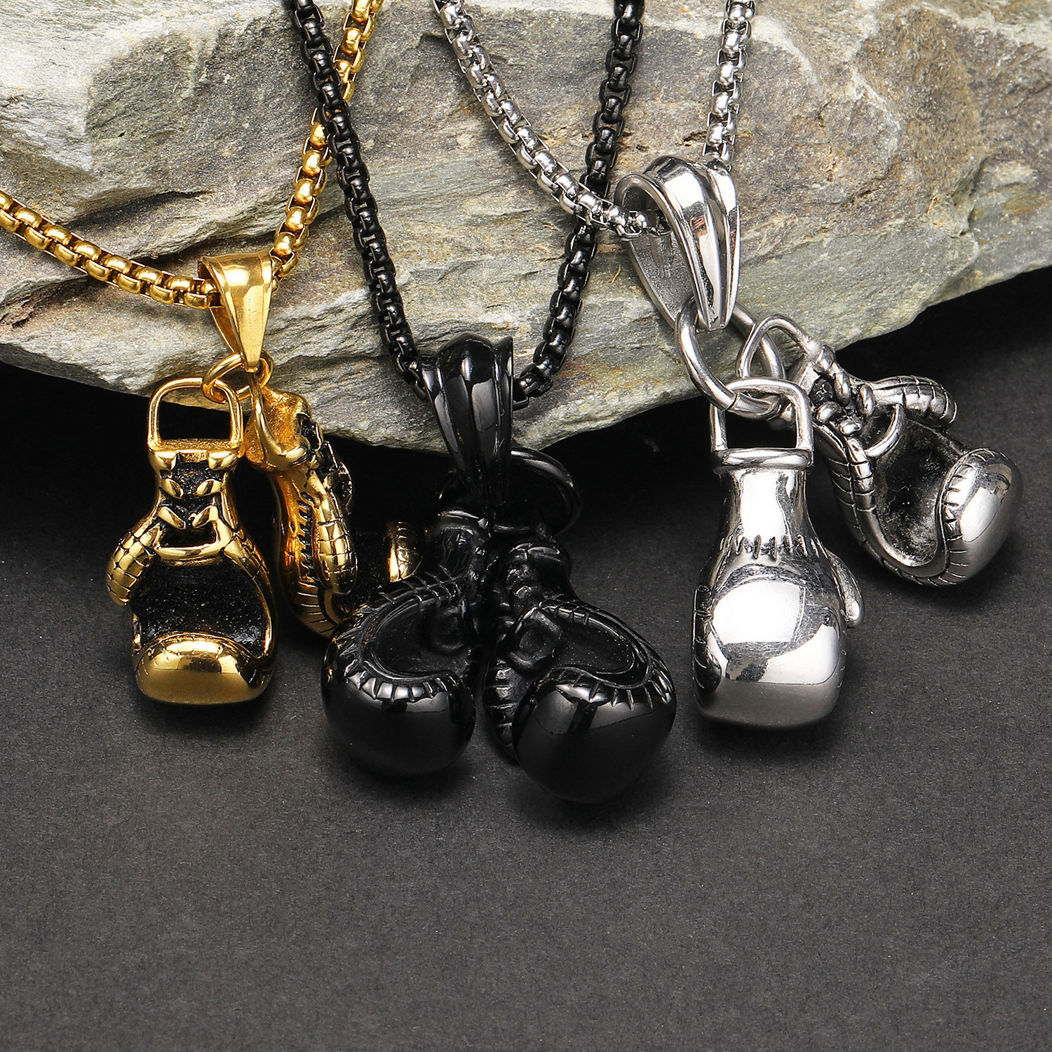 Boxing Glove Necklace Gold Punk Jewelry Necklace hip hop Box Chain Boxing Gloves Necklace for Men Women