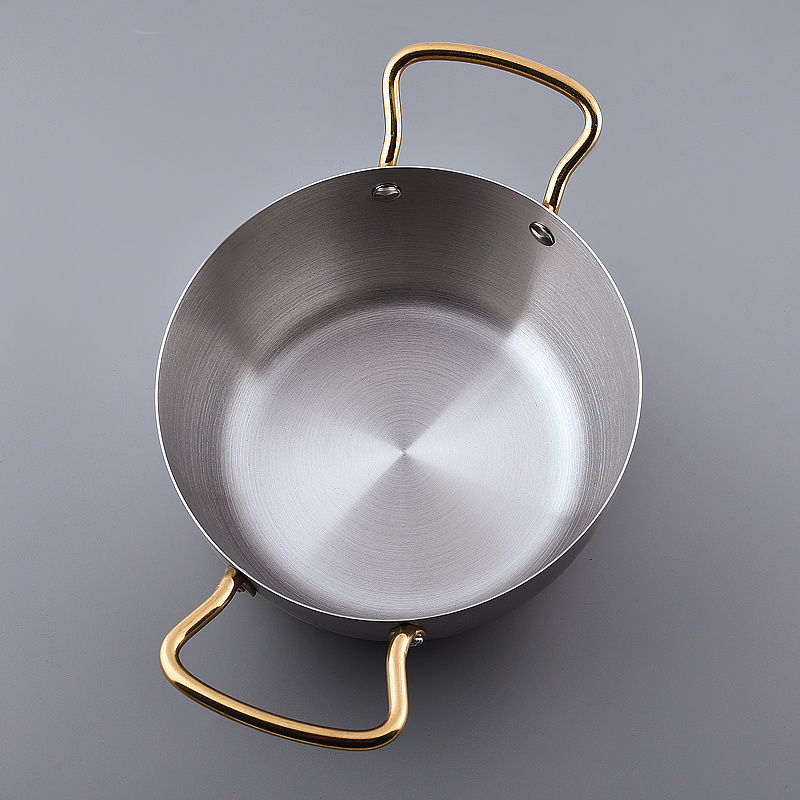 Wholesale chinese Restaurant Spaghetti Pan Stainless Steel serving pans Seafood Paella Pan With Two Ears