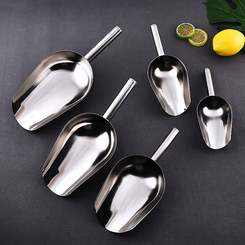 wholesale stainless steel  Ice Shove Scoop food flour candy grain bar dry ice scoop shovel for bar