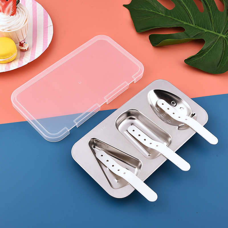 wholesale Customized  DIY stainless steel and plastic Popsicle Mold Ice Lolly Mould Ice Cream maker