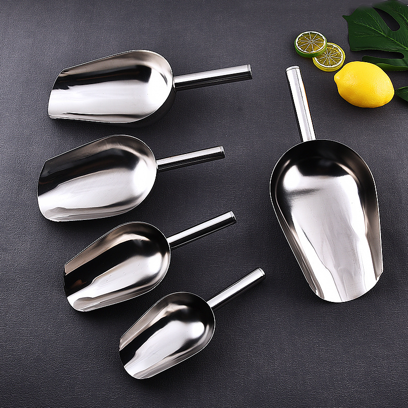 wholesale stainless steel  Ice Shove Scoop food flour candy grain bar dry ice scoop shovel for bar