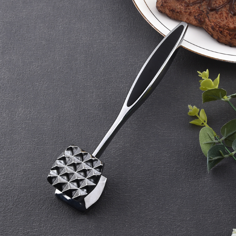 Meat Tenderizer Tool - Meat Mallet Hammer Zinc alloy- Heavy Meat Pounder Dual Sided with Wood Handle for Tenderizing