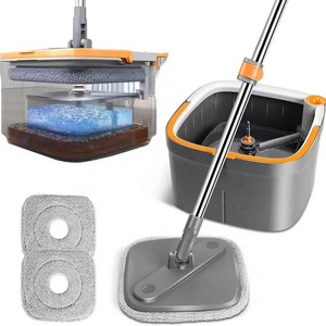 Self Wringing 360 Rotating Square Mop,  Clean and Dirty Water Separation System floor cleaning  mop