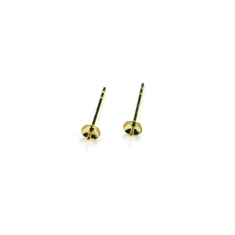 Au750 Jewelry Findings 18K Gold Earring Accessories Post Plug Ear Pin Thickness 0.8mm Can ODM Size Pearl Stud Earring Mount