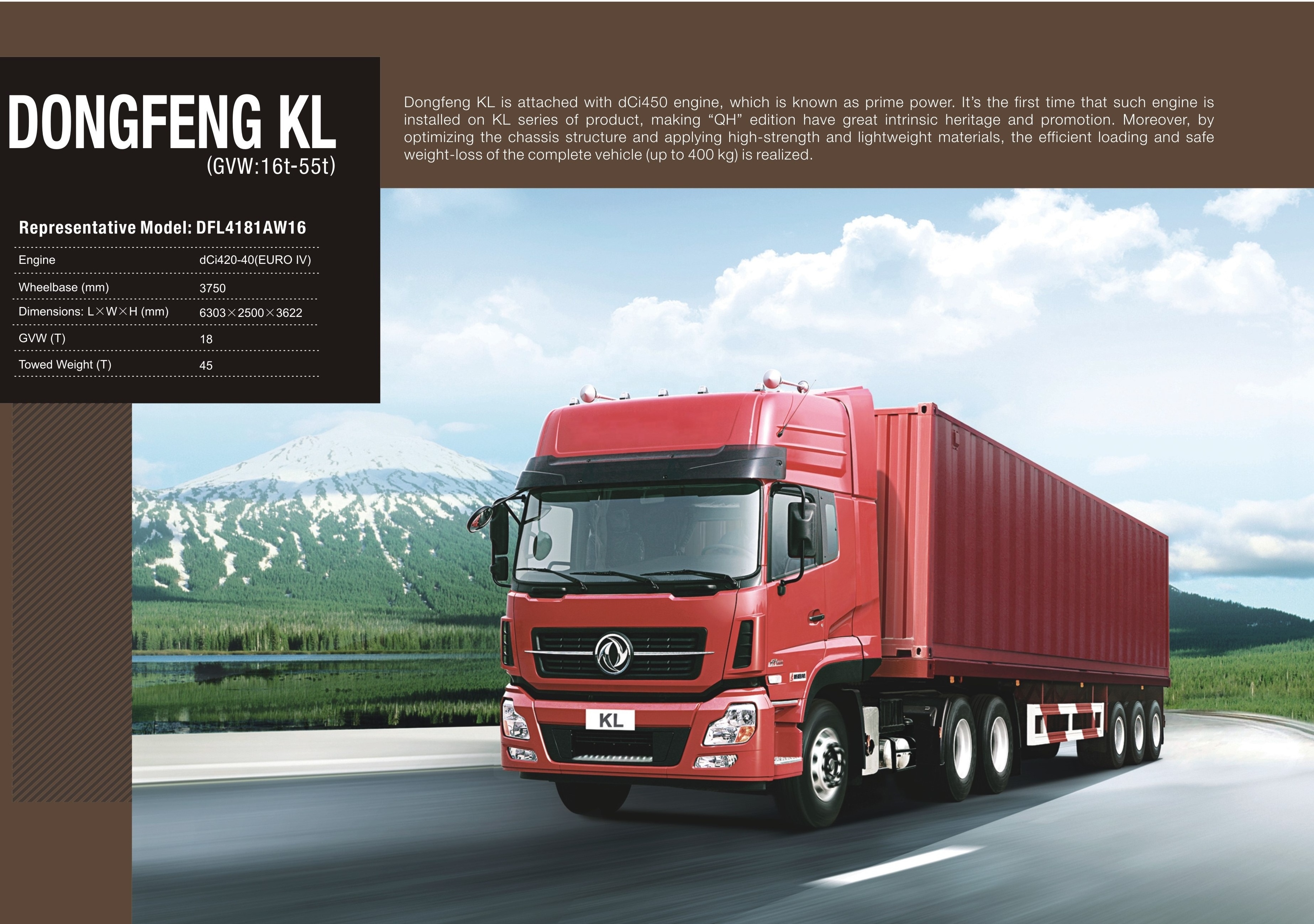 DONGFENG KL is medium & heavy-duty trucks enjoy the title of King of Trucks high- efficient long-distance truck