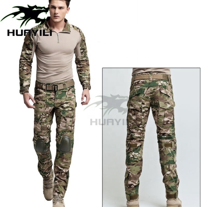 Huayili GEAR Men G3 Assault Multicam Camouflage Tactical Hunting BDU Combat Uniform Set with Knee Pads