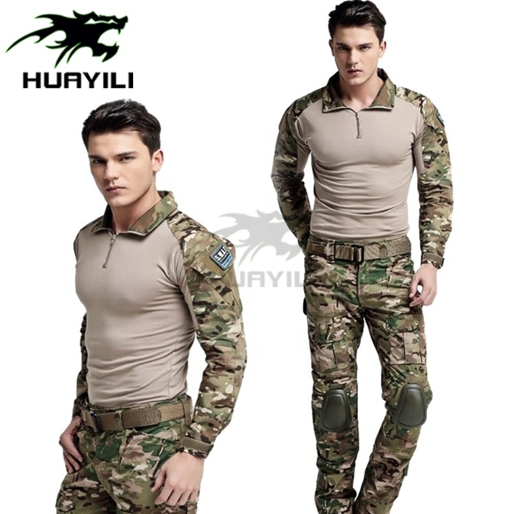 Huayili GEAR Men G3 Assault Multicam Camouflage Tactical Hunting BDU Combat Uniform Set with Knee Pads