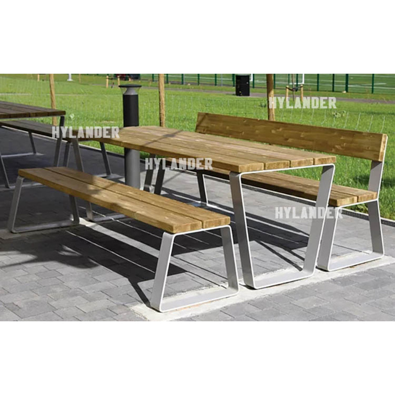 Outdoor commercial wooden resting table bench set