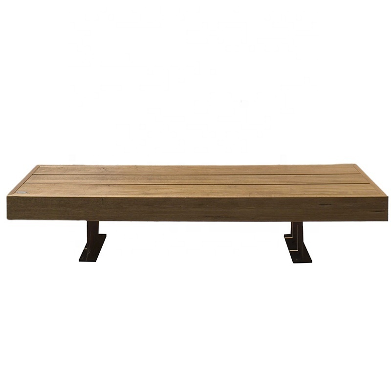 Garden wooden bench metal feet modern design outdoor heavy duty park benches