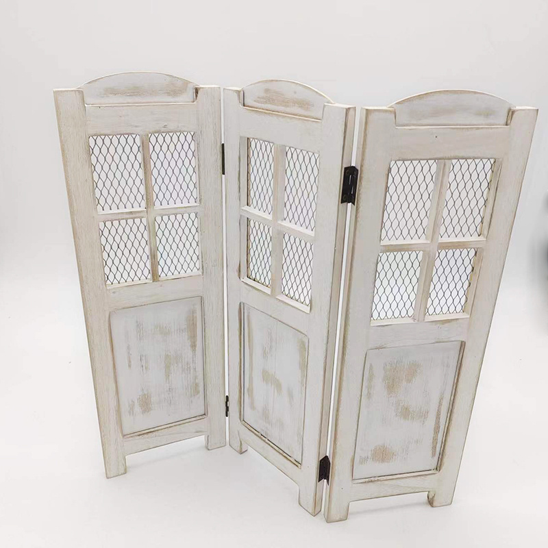 Factory Direct Customized Mini Freestanding Foldable Double Sided Canvas Wood Room Divider Partitions Screen for Home Hotel Offi