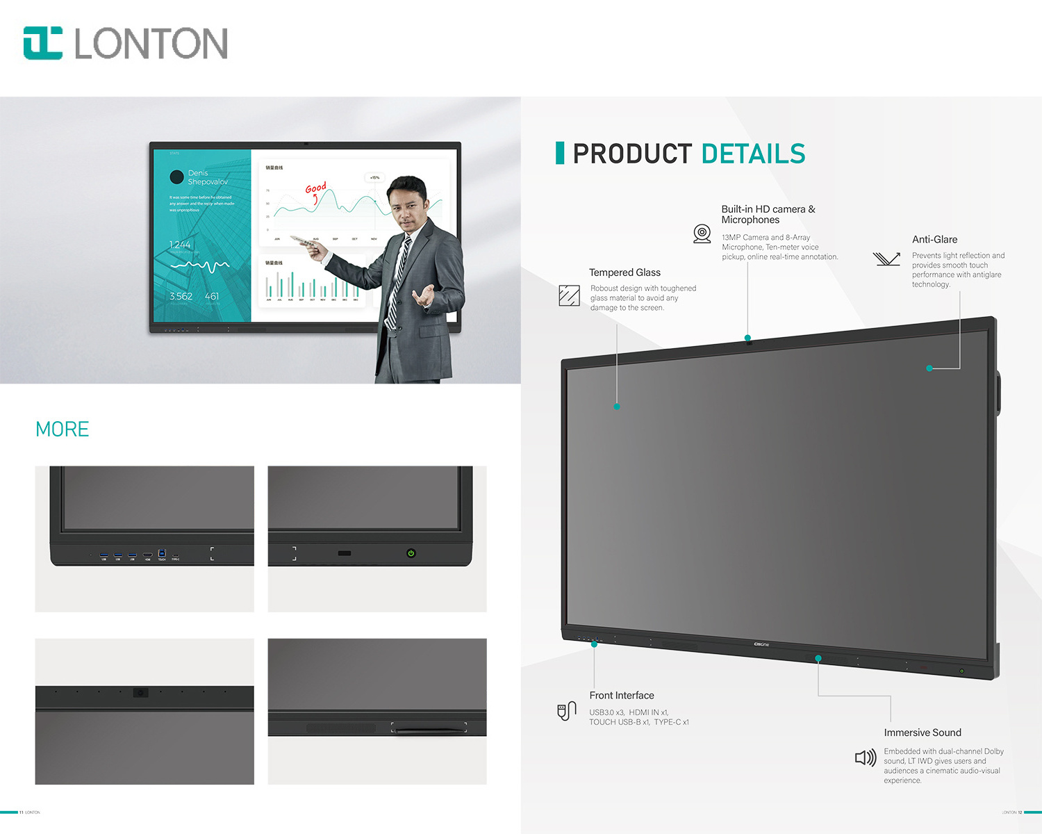 LONTON Factory Wholesale Interactive Touch Display 86'' Digital Whiteboard Smart Board Interactive Flat Panel 86 Inch