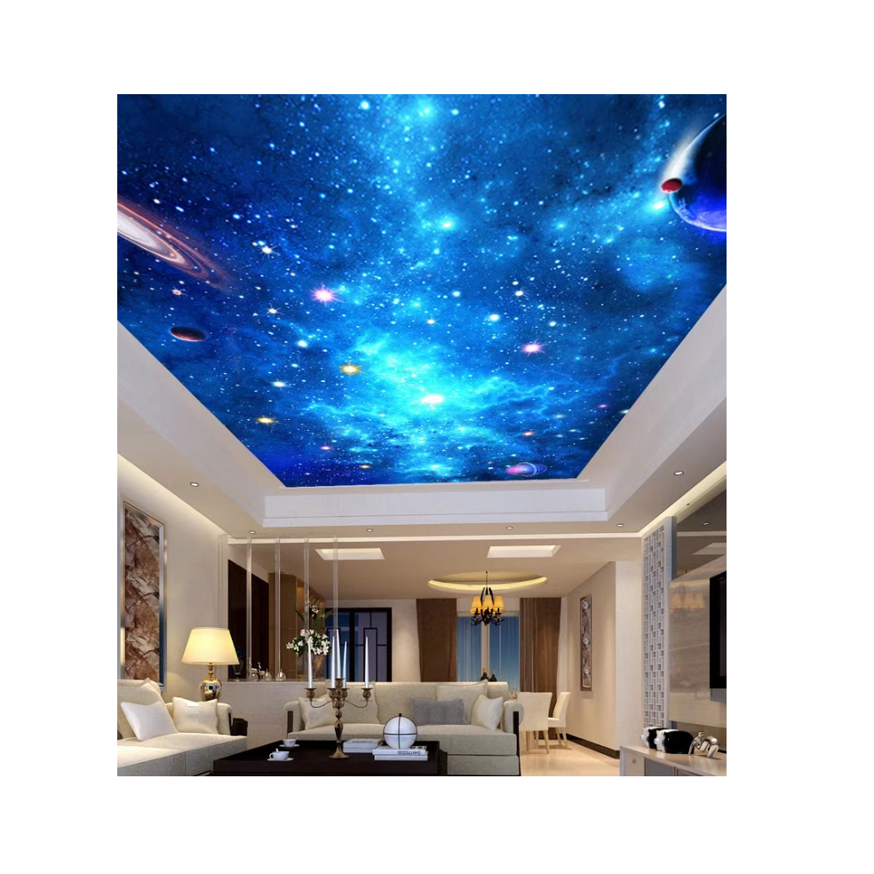 2024 designer recommended stars planets in the sky uv print 3d effect stretch ceiling pvc suspended false stretch ceiling