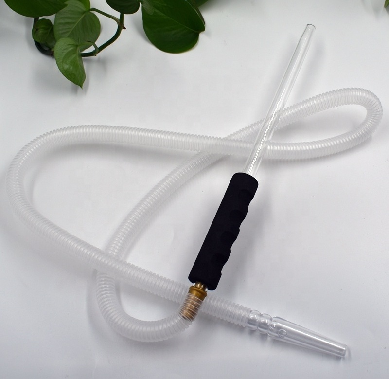 OEM high quality glass tube handle disposable hookah pipe shisha hose