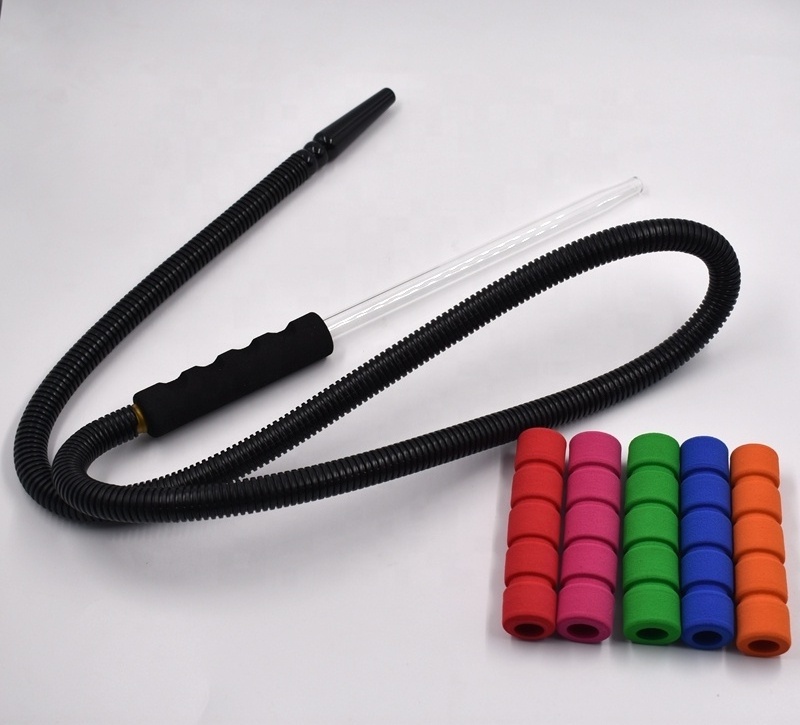 OEM high quality glass tube handle disposable hookah pipe shisha hose