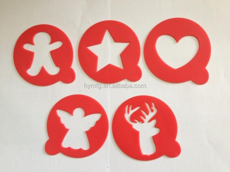 cappuccino decorating 5pcs plastic christmas coffee stencils