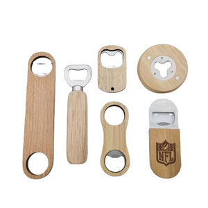 Custom Logo Magnet Wooden Bottle Opener Bamboo Bartender Beer Speed Bottle Wood Opener