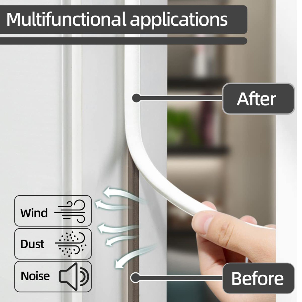 19.6 ft Rubber Doors & Windows Weather Stripping Soundproof Insulation Strip Self-Adhesive Door Frame Gap Blocker Seal Strip