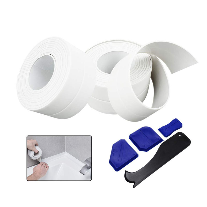 Bathtub Wall PE Caulk Strip Self Adhesive Waterproof Sealing Tape Sealer for Kitchen Bathroom Shower Toilet Wall Corner