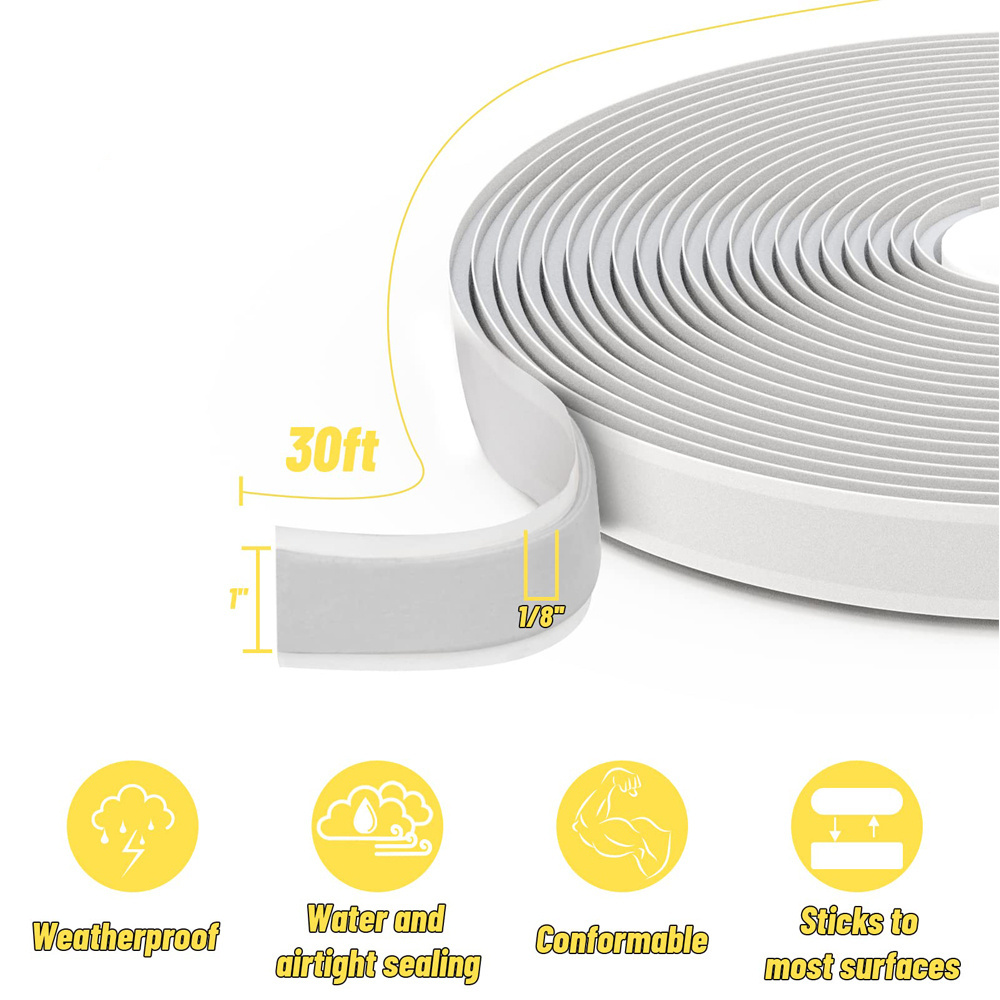 Roof Patching RV Window Waterproof Sealing Tape White Butyl Sealant Putty Tape Bulk EPDM Butyl Rubber Caulk Tape Roll