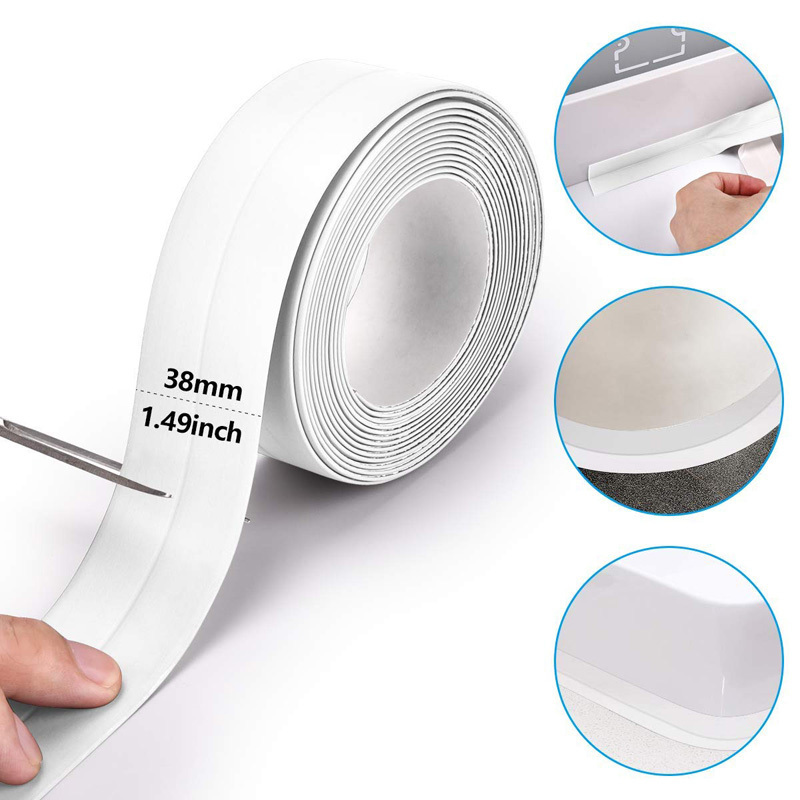 Bathtub Wall PE Caulk Strip Self Adhesive Waterproof Sealing Tape Sealer for Kitchen Bathroom Shower Toilet Wall Corner