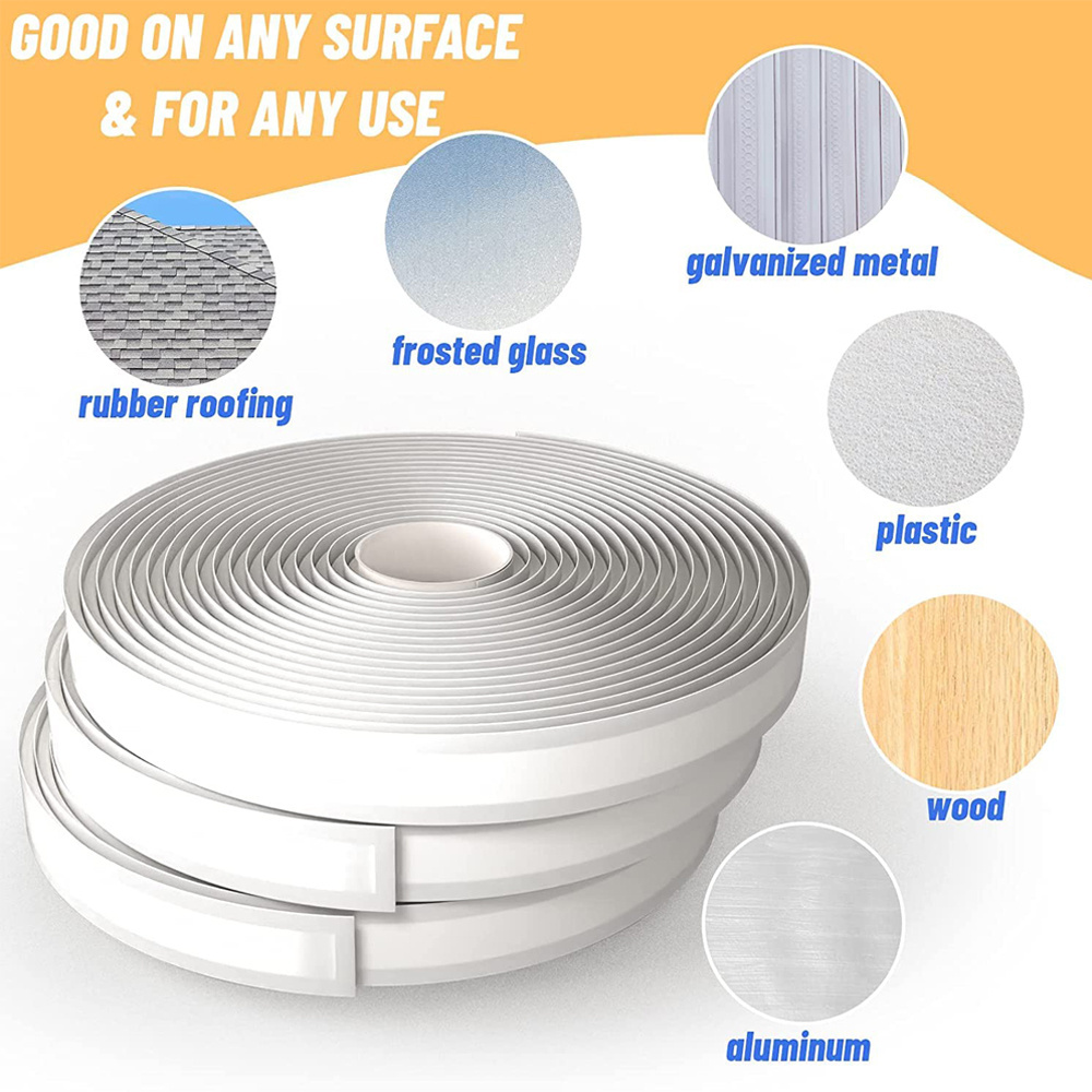 Roof Patching RV Window Waterproof Sealing Tape White Butyl Sealant Putty Tape Bulk EPDM Butyl Rubber Caulk Tape Roll