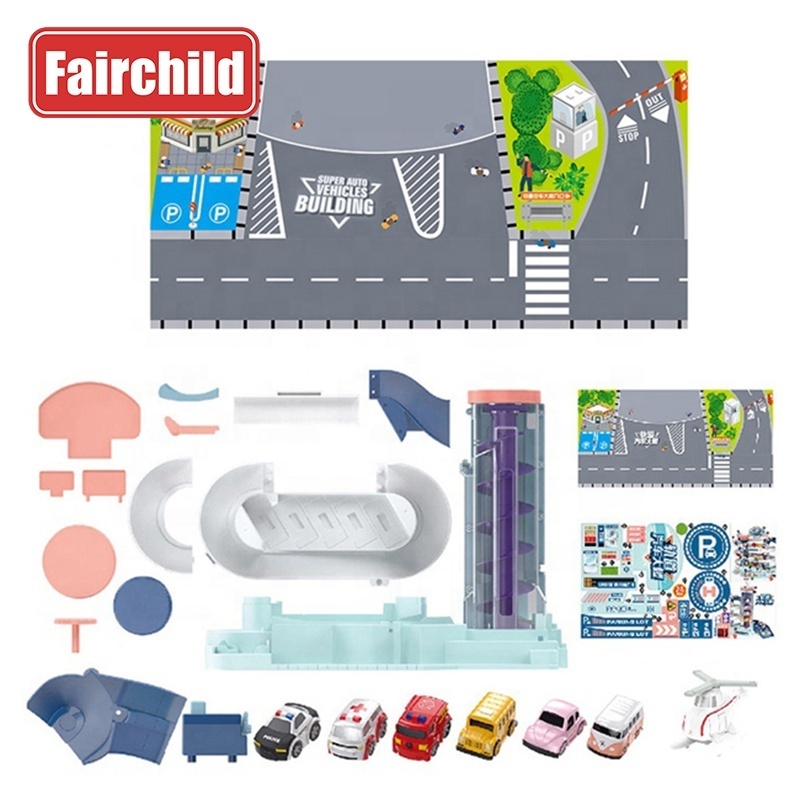 Newest Automatic Vehicle Parking Building Multi Layer Lifting Parking Lot Car Adventure Toy Track