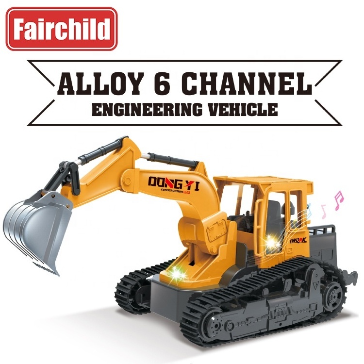 2.4Ghz 6 Channel Simulated Alloy Radio Remote Control Stunt Engineering Rc Excavator Toy