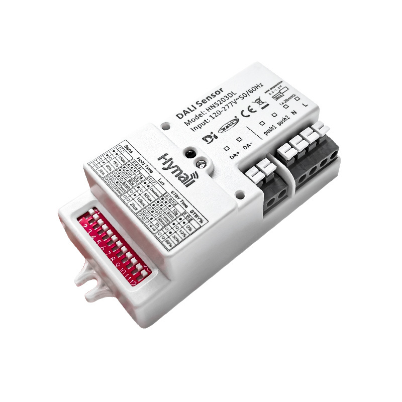 HNS203DL DALI-2 Self-contained application controller 120-277V DALI DIP switch DALI Bus setting human  microwave  motion sensor