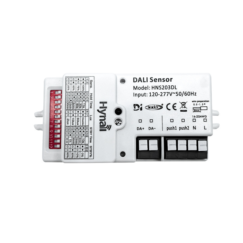 HNS203DL DALI-2 Self-contained application controller 120-277V DALI DIP switch DALI Bus setting human  microwave  motion sensor