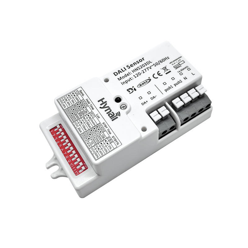 HNS203DL DALI-2 Self-contained application controller 120-277V DALI DIP switch DALI Bus setting human  microwave  motion sensor