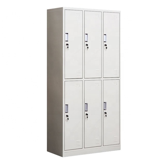 student cupboard office  furniture Metal 6-door bedroom wardrobe steel gym locker moires clothes hanger storage close locker