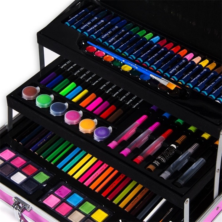 148pcs Art set Marker Crayons Oil Pastels Colored Pencils Wooden Case Drawing Kit Professional Art Supplies Wood Painting Kits