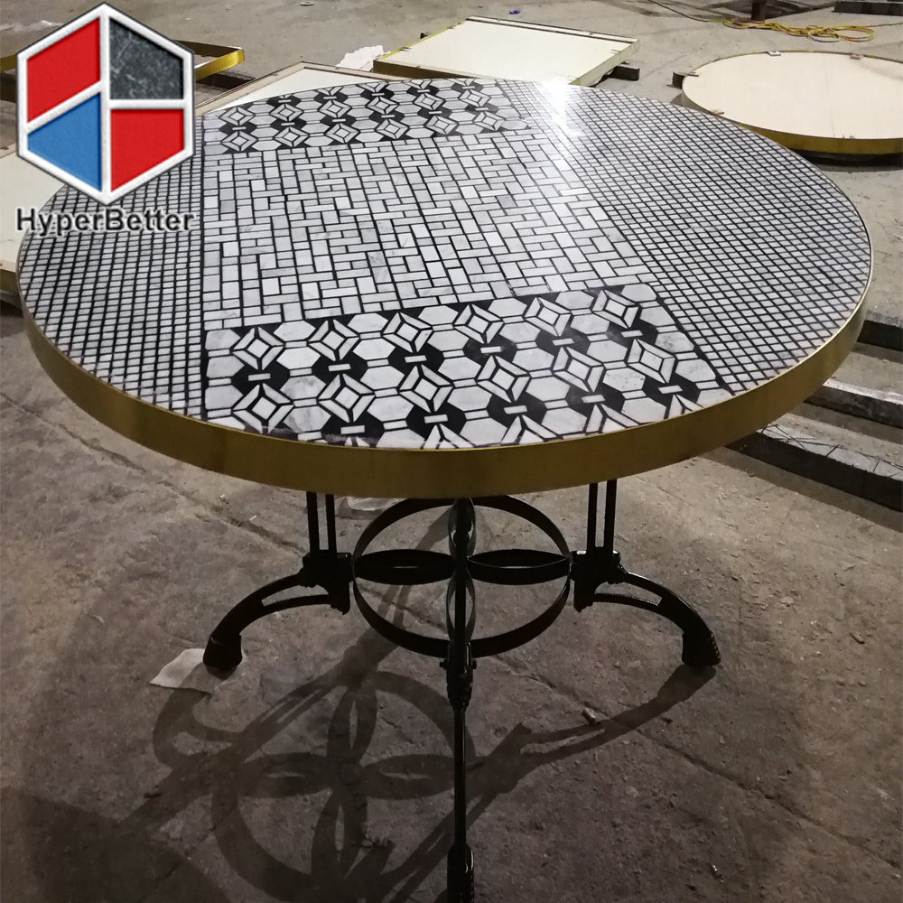 Natural marble pattern table top coffee table for bar and club