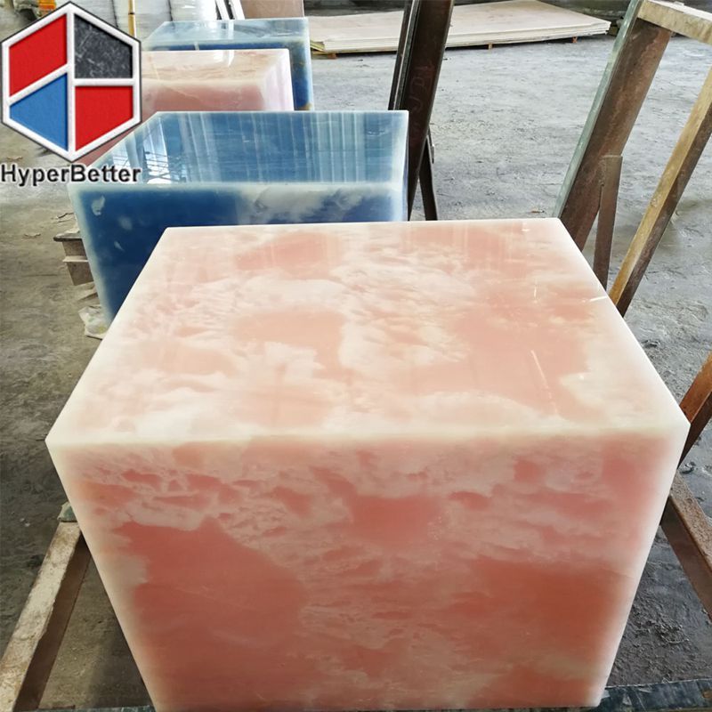 Living Room Furniture pink onyx marble coffee table cube Side Table Pedestal Sculpture