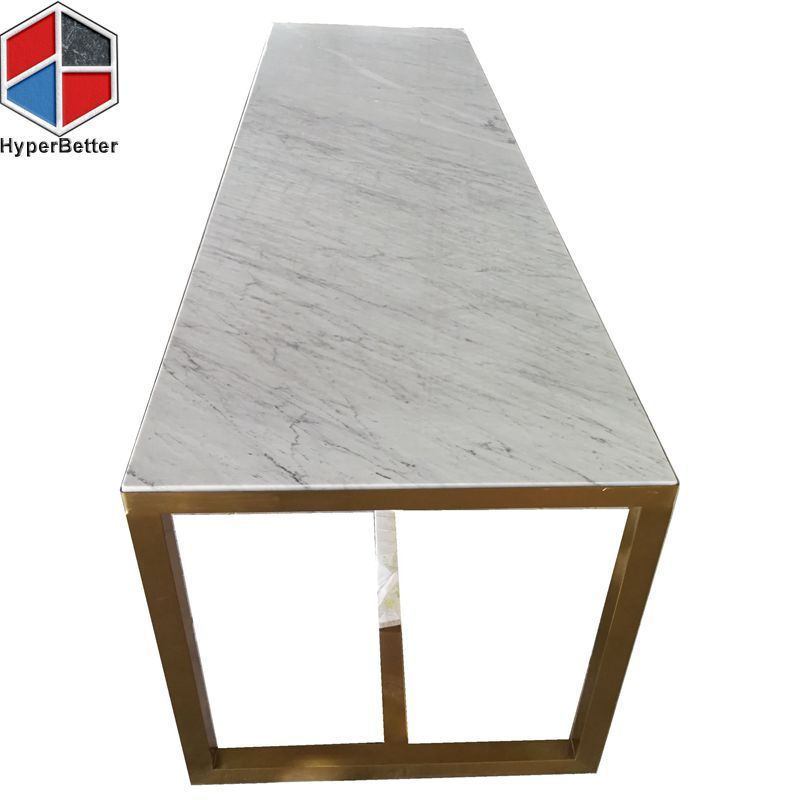 Since 2005 year factory directly 14 seater marble top dining table stainless steel metal frame