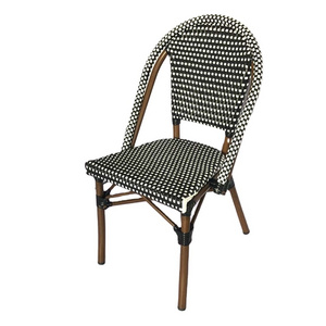 Black and white rattan Stacking patio BBQ chairs