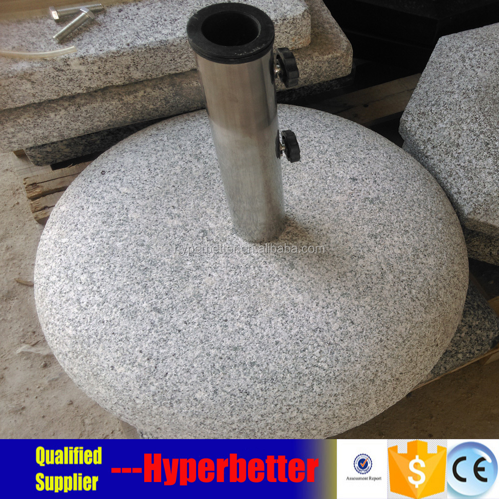 Rough finished granite umbrella base for patio